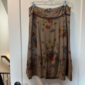 cAbi Tan Dark Floral‎ Knee Length Skirt Viscose Turnberry Maggie Allover Print 6